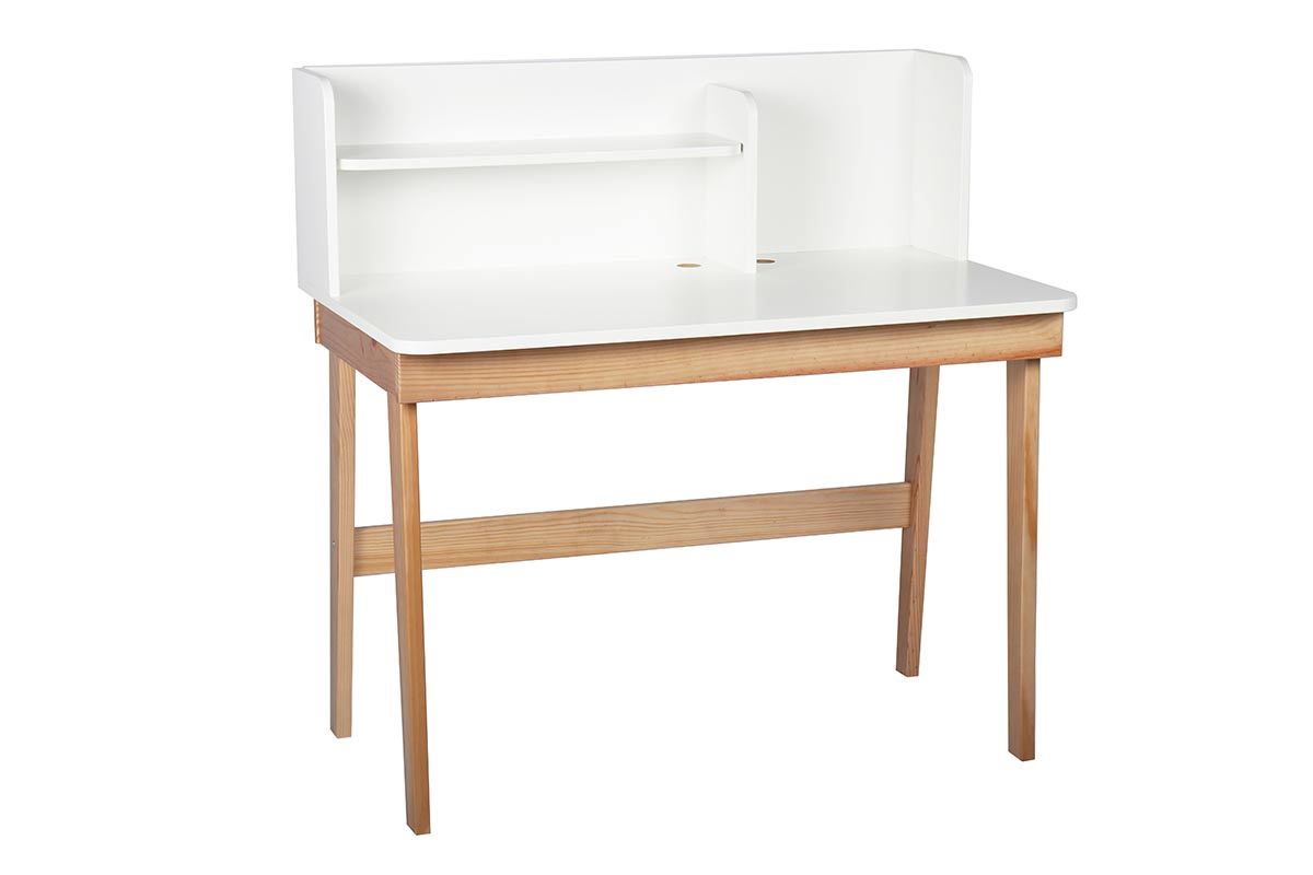 Escritorio infantil blanco y madera L105 cm KUNG