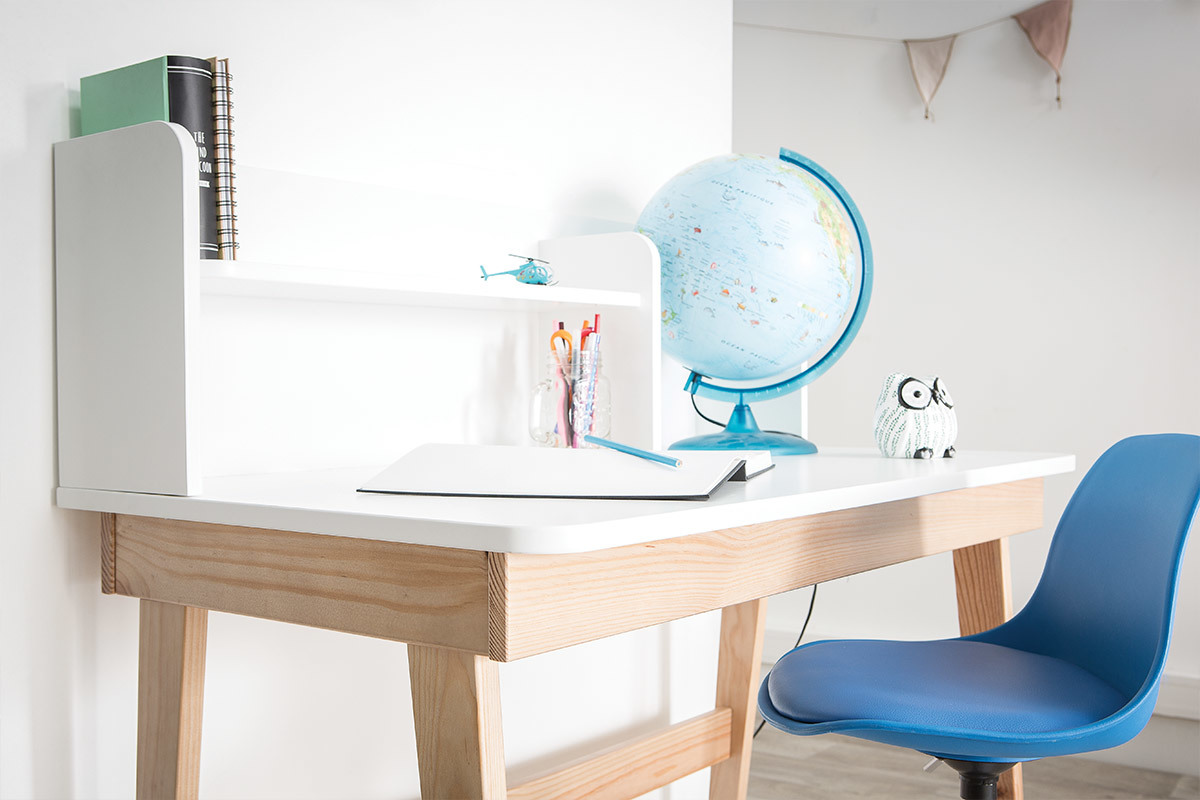 Escritorio infantil blanco y madera L105 cm KUNG