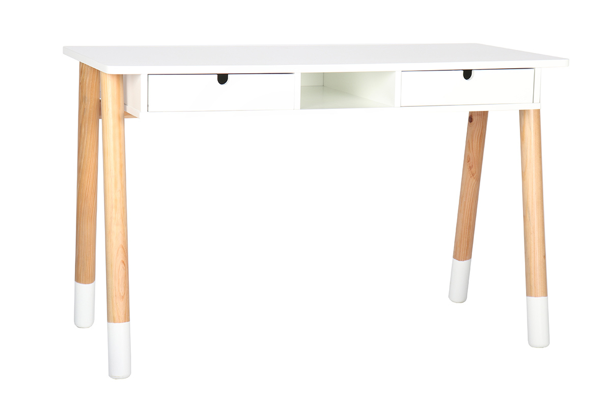 Escritorio infantil blanco y madera L120 cm PILOTI