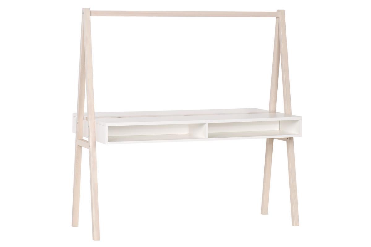 Escritorio infantil doble de madera clara y tablero blanco EASY