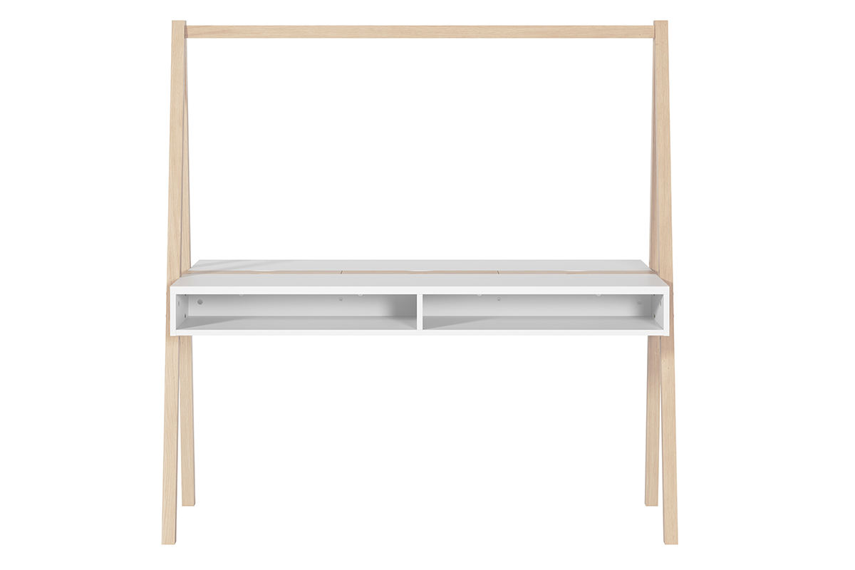 Escritorio infantil doble de madera clara y tablero blanco EASY