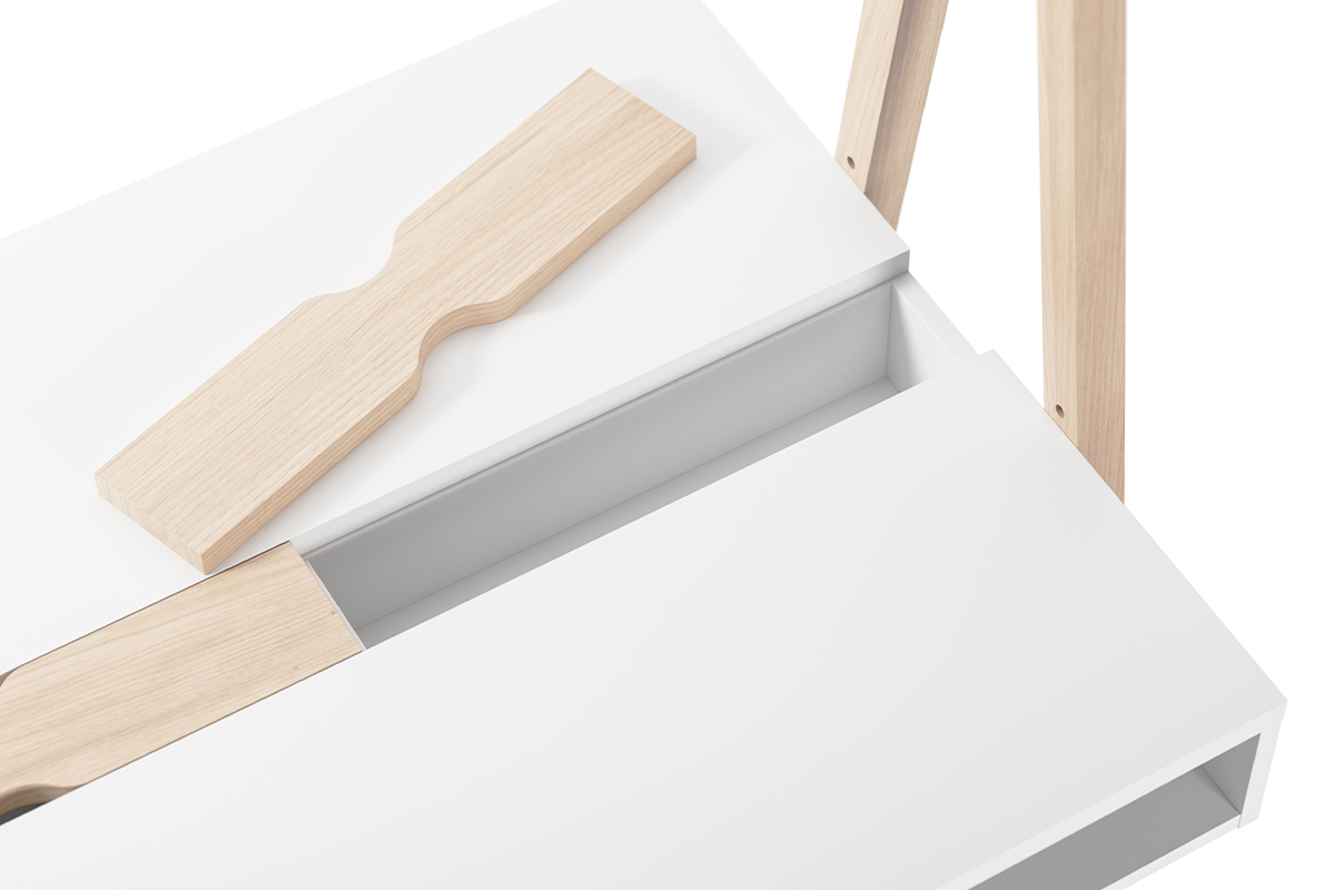 Escritorio infantil doble de madera clara y tablero blanco EASY
