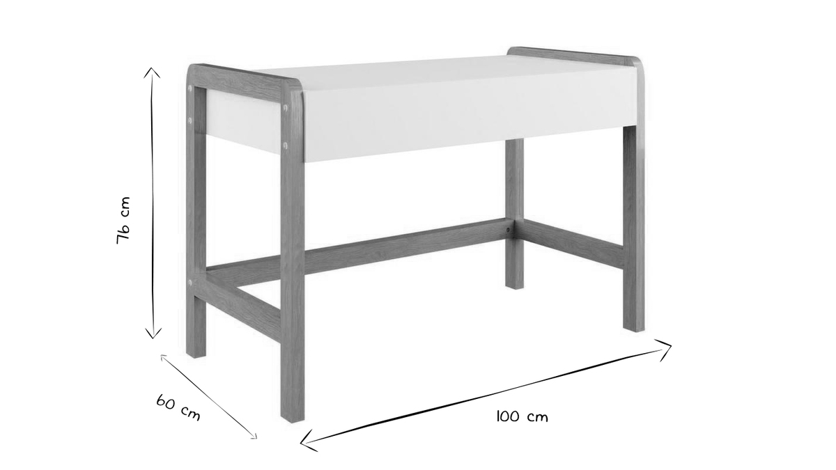 Escritorio infantil nrdico blanco mate y roble 160cm CELESTINE