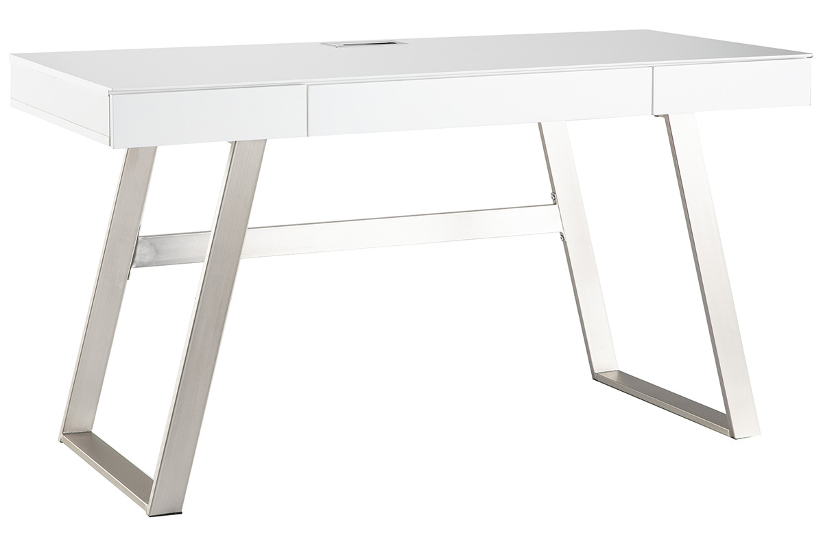Escritorio lacado blanco patas metal 140cm MANA