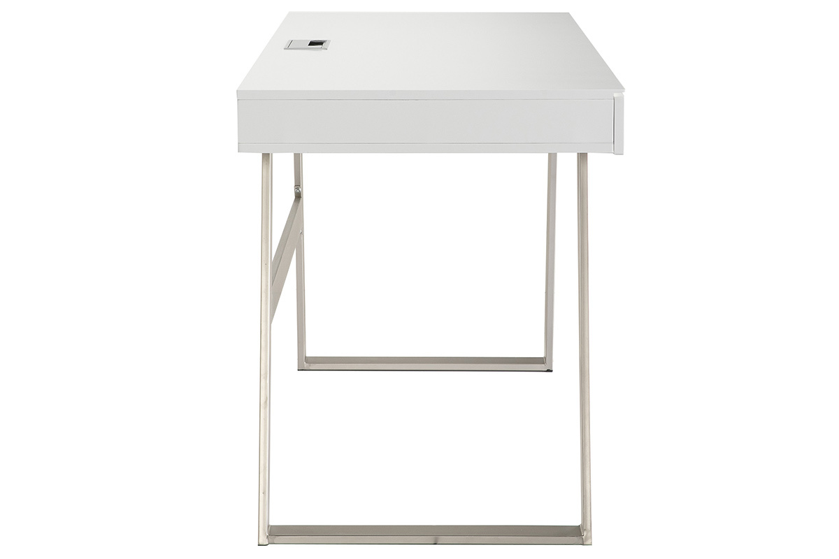 Escritorio lacado blanco patas metal 140cm MANA