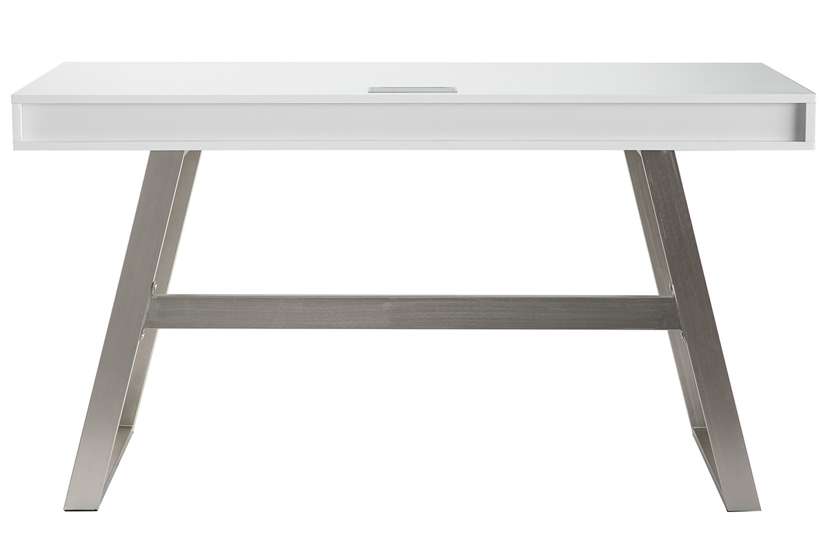 Escritorio lacado blanco patas metal 140cm MANA