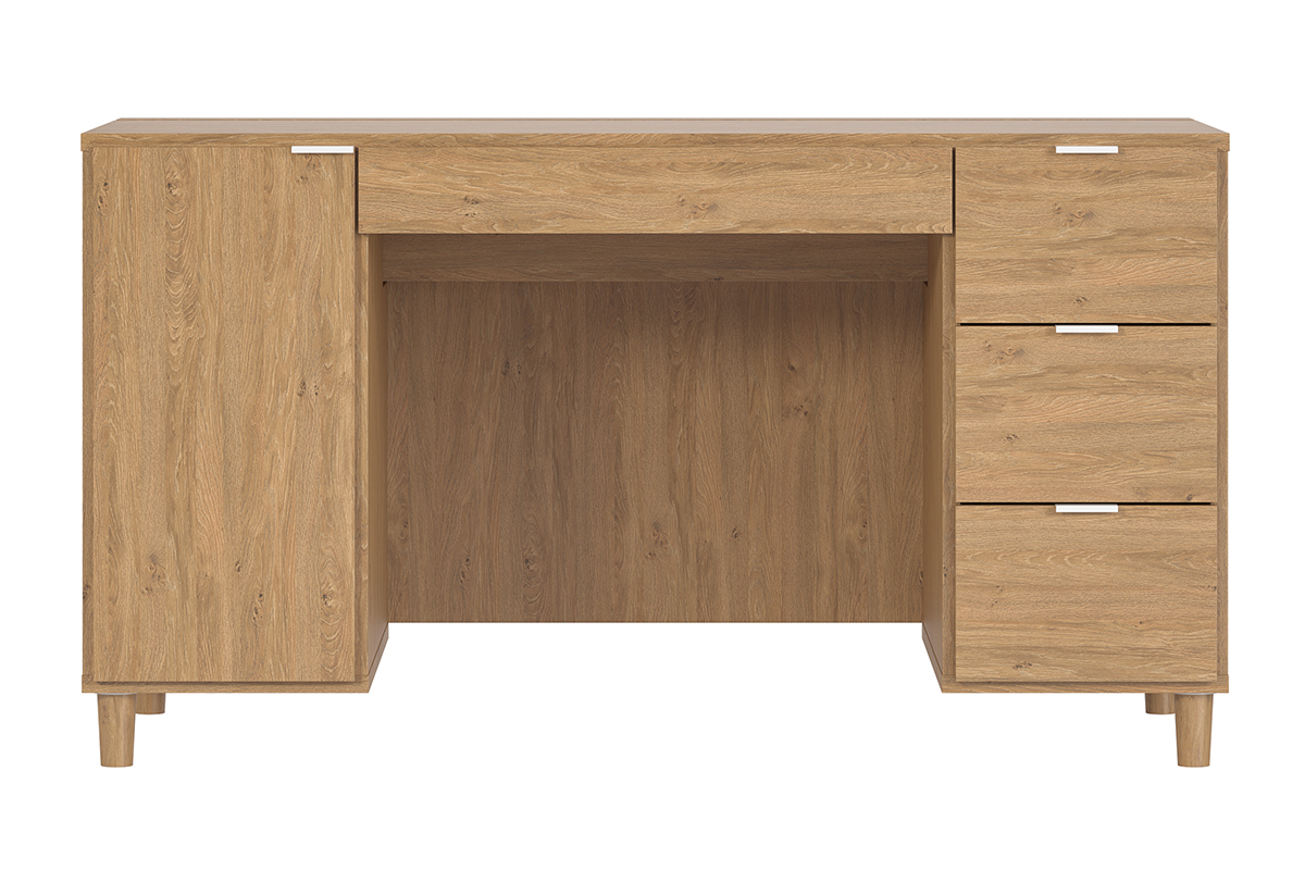 Escritorio moderno acabado roble con compartimento y cajones 140cm GALLO