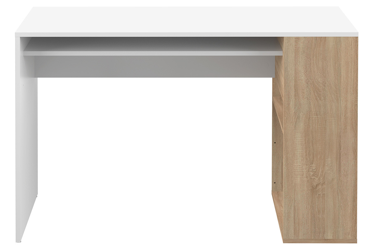Escritorio moderno blanco y madera clara L114 cm ROUSSO