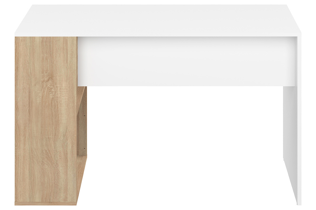 Escritorio moderno blanco y madera clara L114 cm ROUSSO