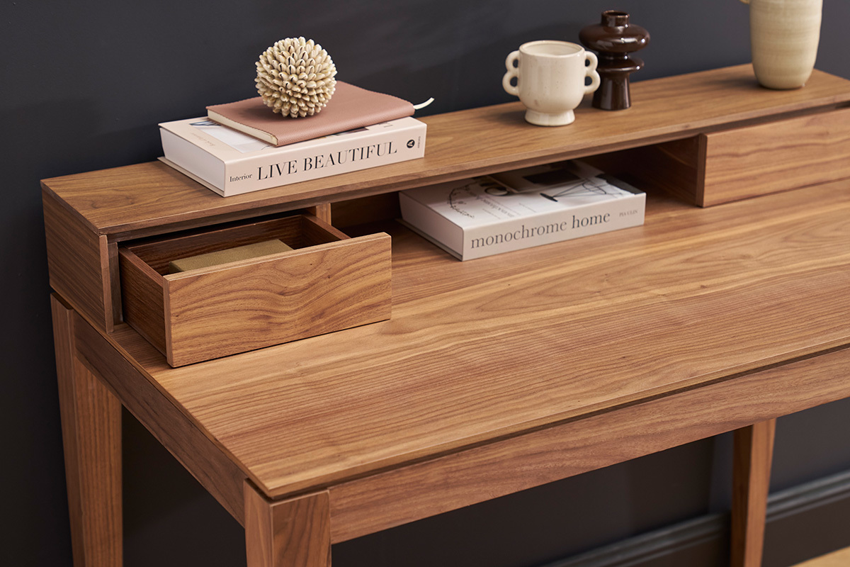 Escritorio moderno con almacenaje madera nogal SEKRET