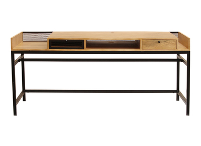 Escritorio moderno en mango y metal patas negras L180 cm RACK