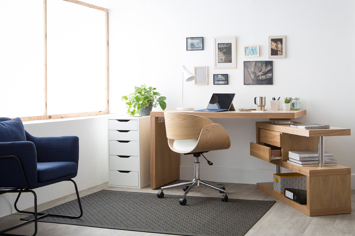 Escritorio moderno modular con almacenaje 2 cajones amovible madera MAX