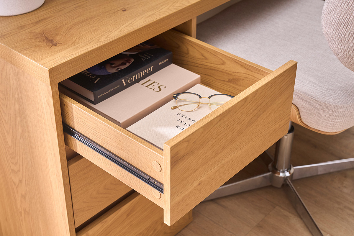 Escritorio modulable con almacenaje acabado madera clara roble L153-269 cm MELVIN