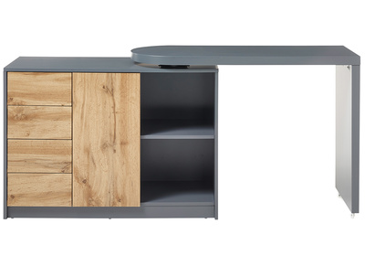Escritorio modulable con almacenaje chapado roble y gris CARTER