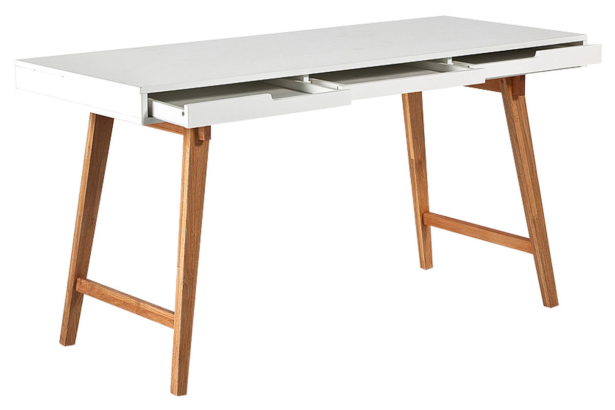Escritorio nrdico blanco lacado mate y madera ESKA