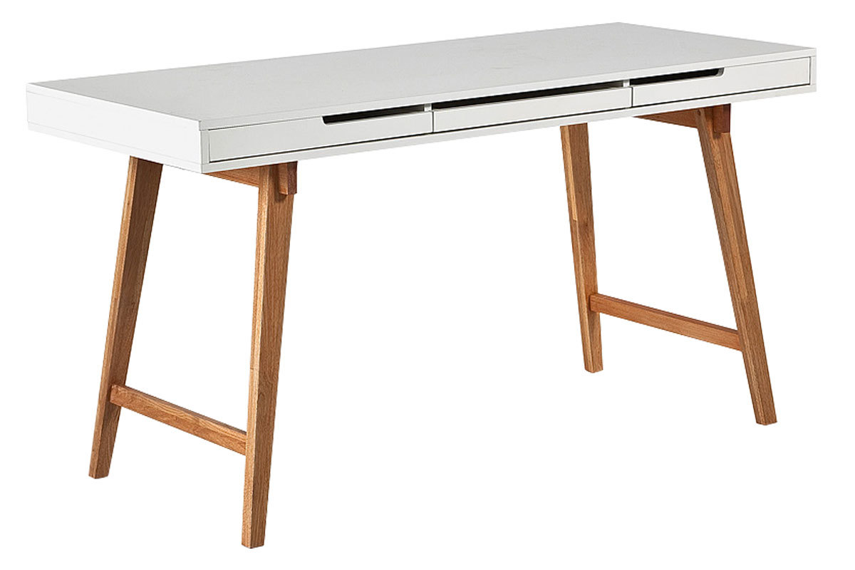Escritorio nrdico blanco lacado mate y madera ESKA
