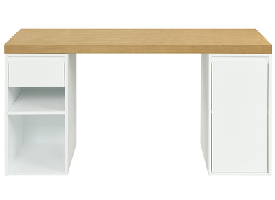 Escritorio n&oacute;rdico con caj&oacute;n y espacio cerrado blanco RACKEL