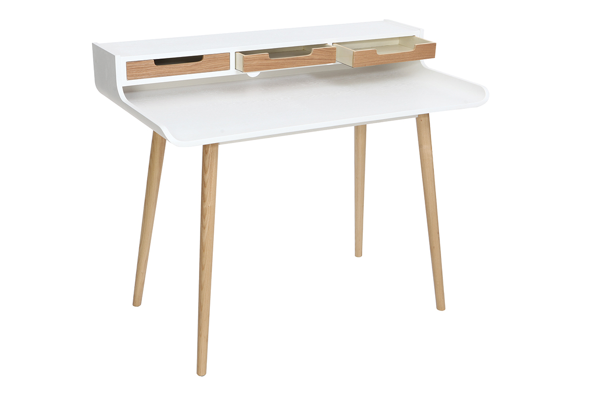Escritorio nrdico madera blanca con almacenaje OPUS
