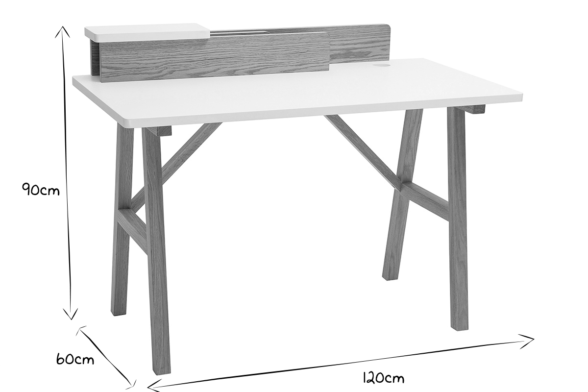 Escritorio nrdico madera y blanco 120cm TOGARY