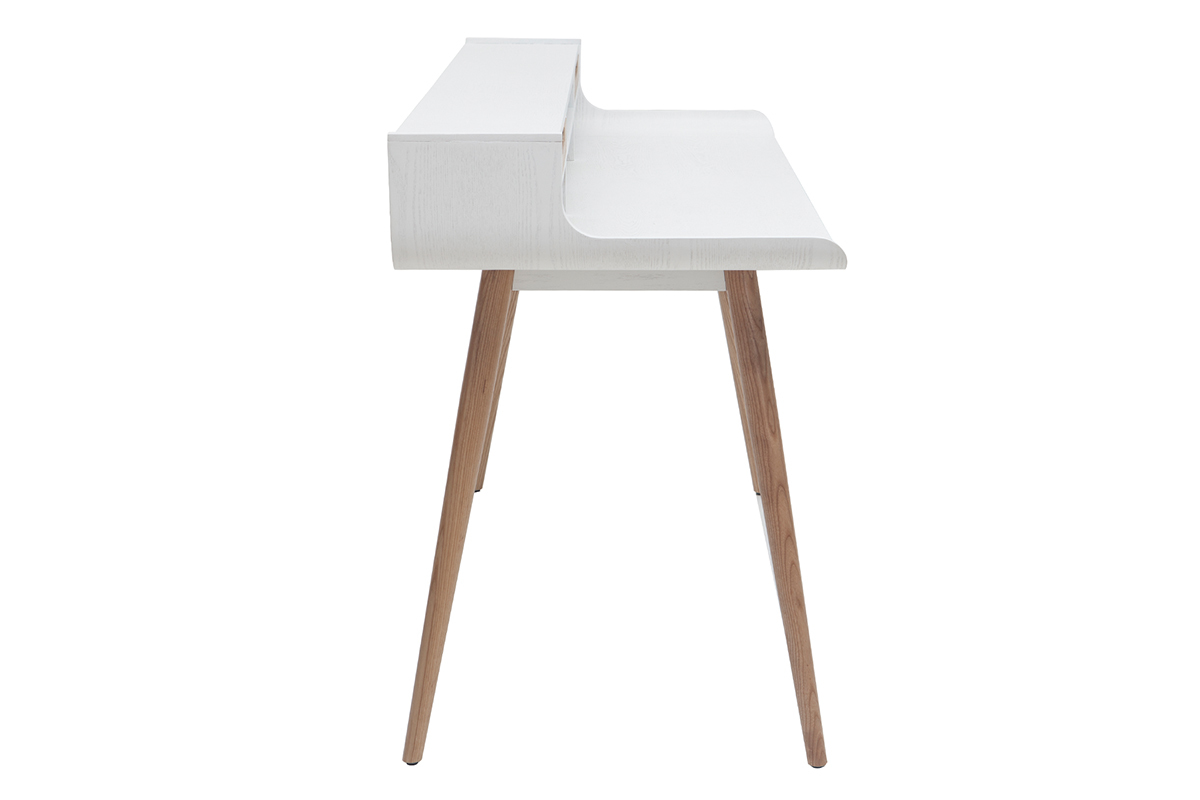 Escritorio nrdico madera y blanco 2 cajones L140 cm OPUS