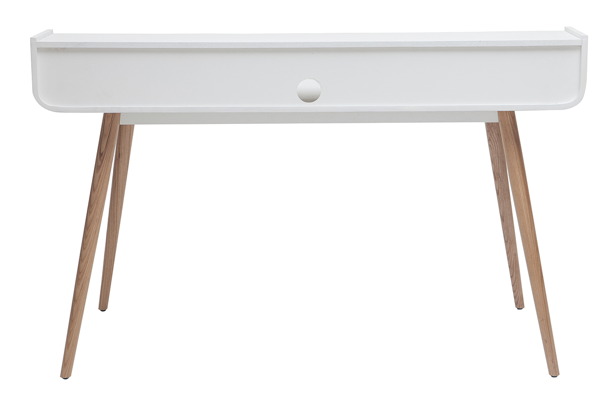 Escritorio nrdico madera y blanco 2 cajones L140 cm OPUS