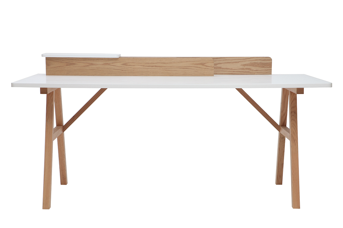 Escritorio nrdico madera y blanco L180 cm TOGARY