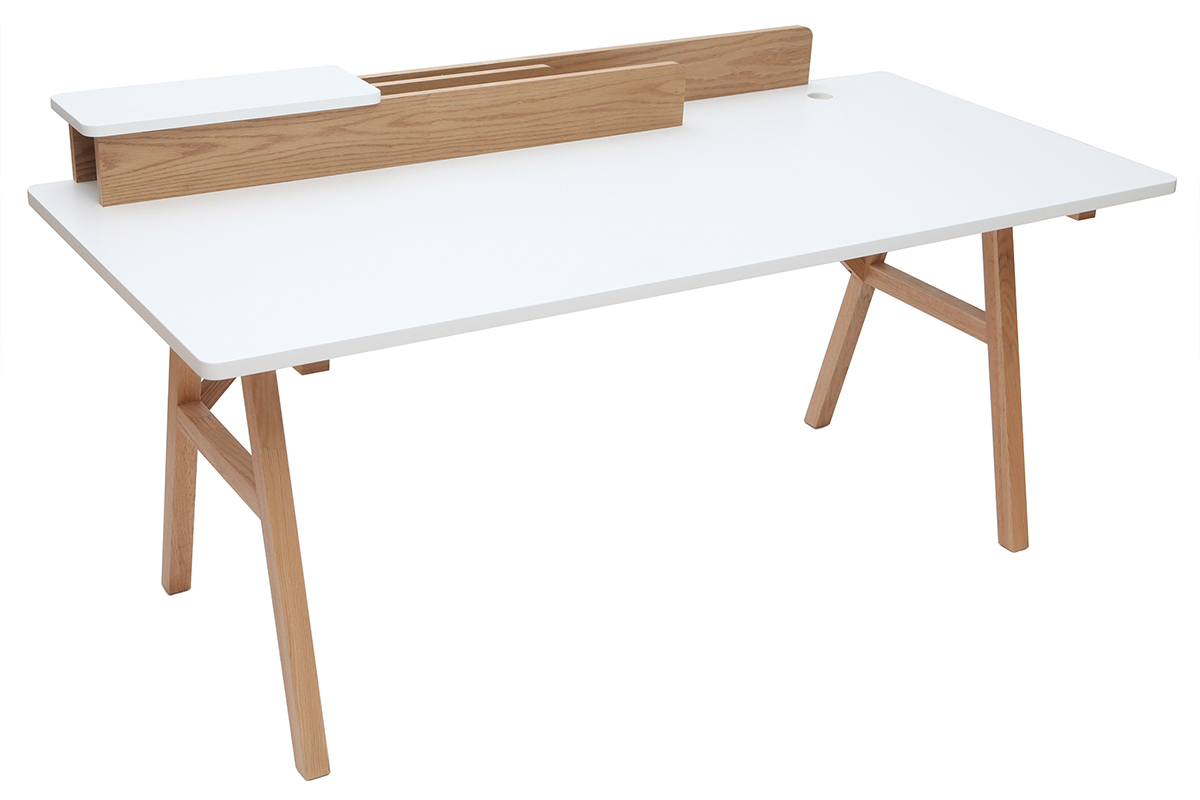 Escritorio nrdico madera y blanco L180 cm TOGARY