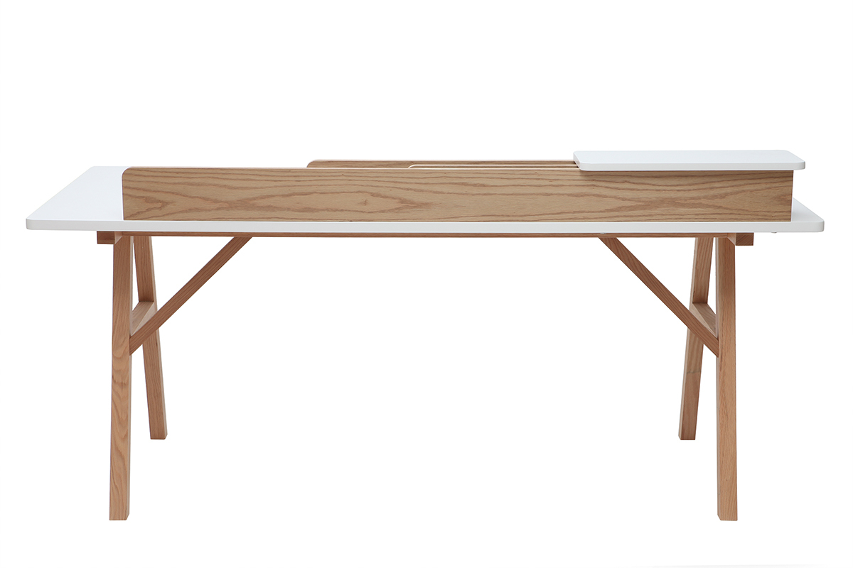 Escritorio nrdico madera y blanco L180 cm TOGARY