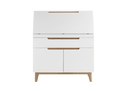 Escritorio secreter n&oacute;rdico blanco mate y madera SKIVE