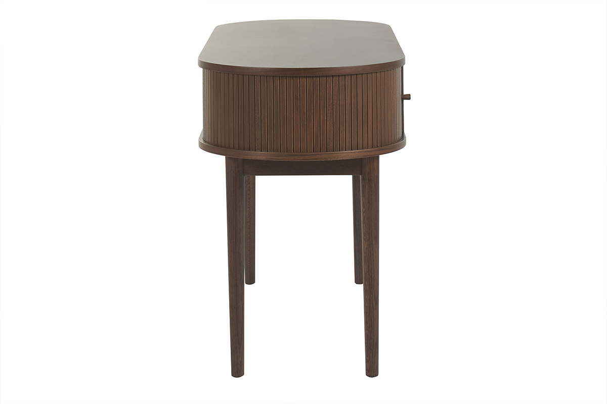 Escritorio vintage con almacenaje y puertas correderas de madera oscura 130 cm EPIC