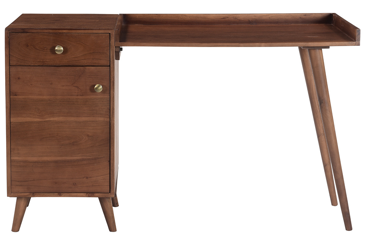 Escritorio vintage con compartimento de almacenaje de madera de acacia maciza 130cm ROBY