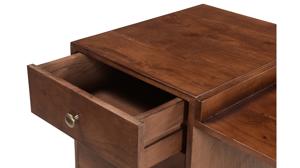 Escritorio vintage con compartimento de almacenaje de madera de acacia maciza 130 cm ROBY