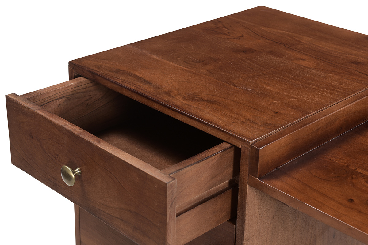 Escritorio vintage con compartimento de almacenaje de madera de acacia maciza 130cm ROBY