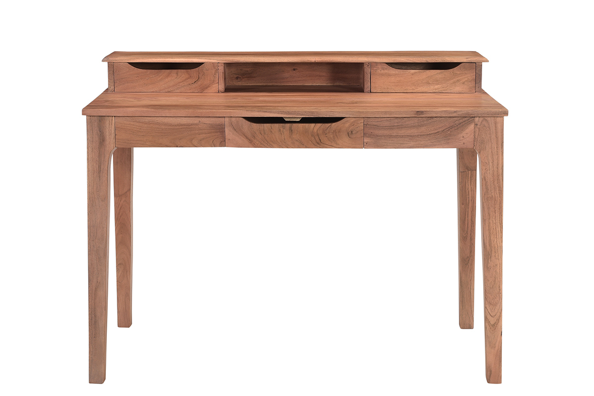 Escritorio vintage de acacia maciza con compartimento y cajones 115cm GARY