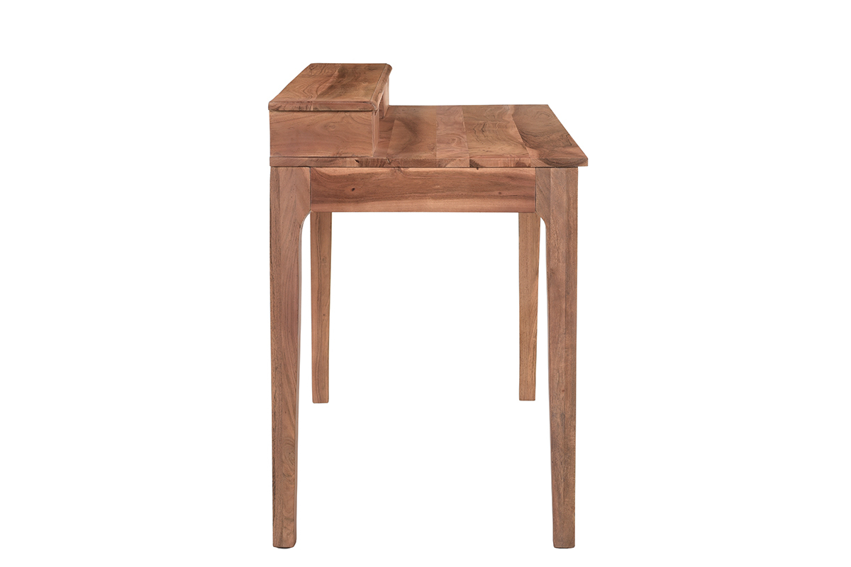 Escritorio vintage de acacia maciza con compartimento y cajones 115cm GARY