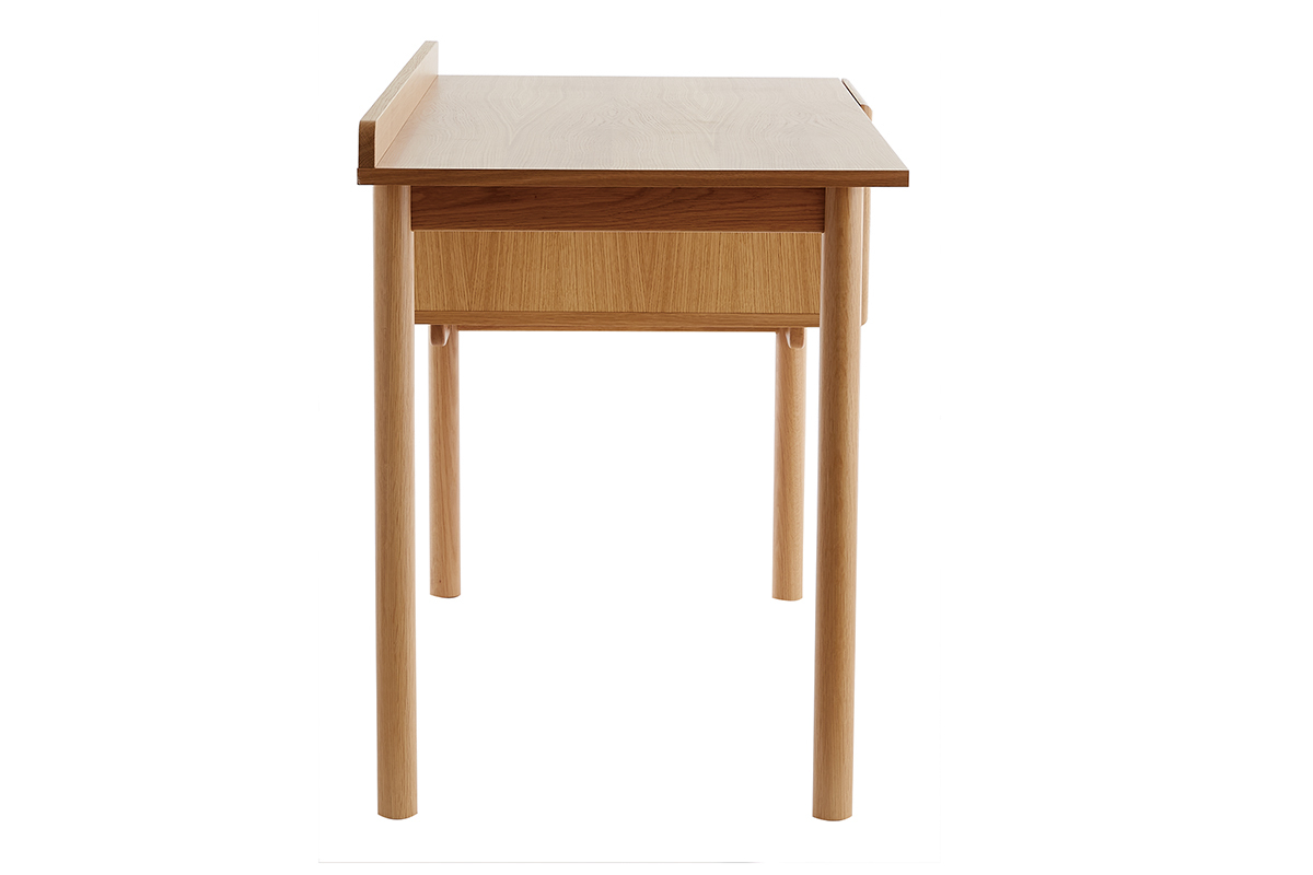 Escritorio vintage en acabado roble con cajn de rejilla natural 130cm ANTIK