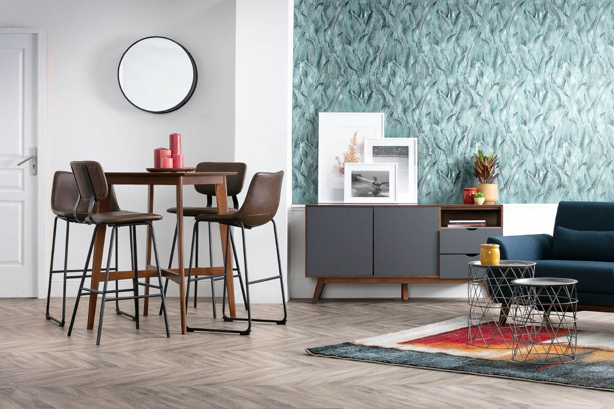 Espejo redondo con almacenaje metal negro 60cm DOT