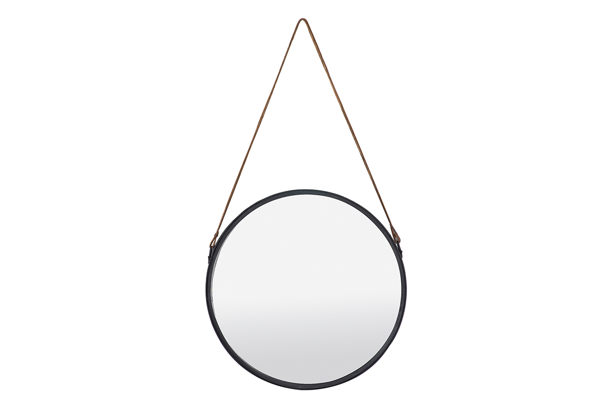 Espejo redondo moderno metal negro 40cm KARL