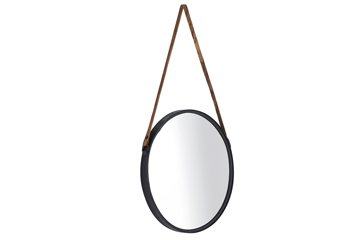 Espejo redondo moderno metal negro 40cm KARL