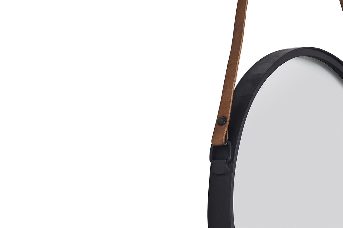 Espejo redondo moderno metal negro 40cm KARL