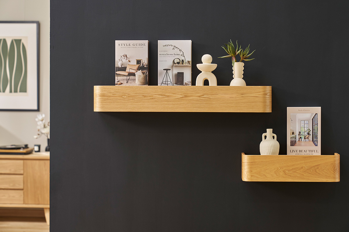 Estante de pared acabado en madera de fresno L48 cm HOPE