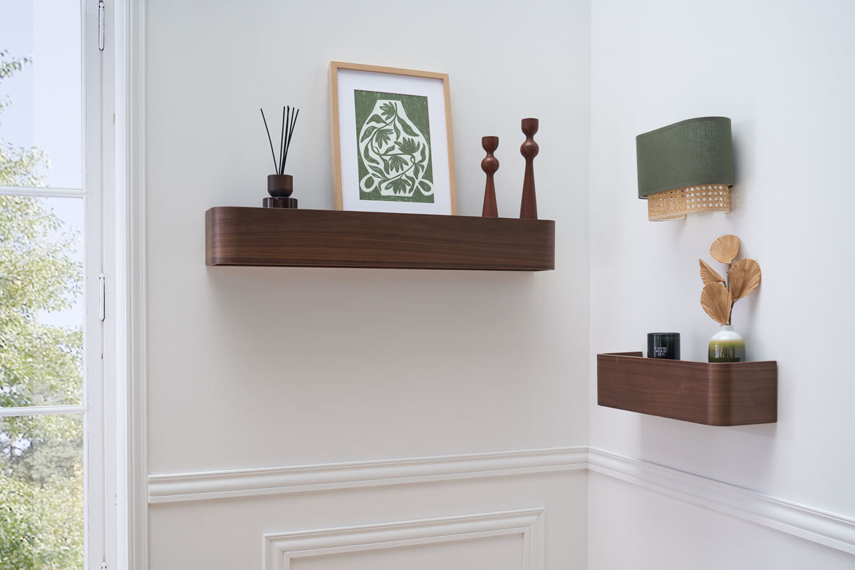 Estante de pared madera oscura nogal L48 cm HOPE