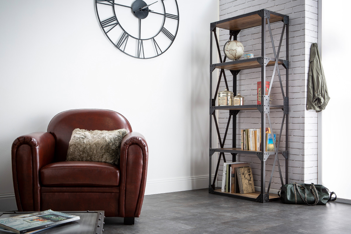 Estantera - biblioteca estilo industrial de metal y madera ATELIER
