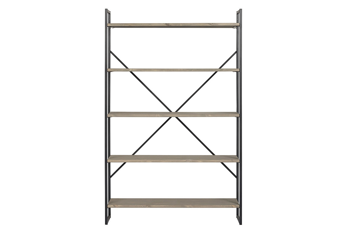 Estanter�a biblioteca industrial metal y pino CROSS