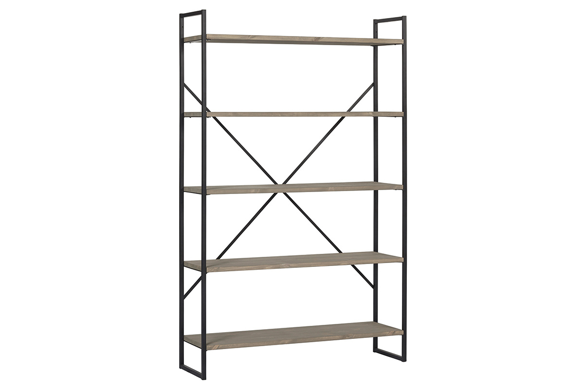 Estanter�a biblioteca industrial metal y pino CROSS