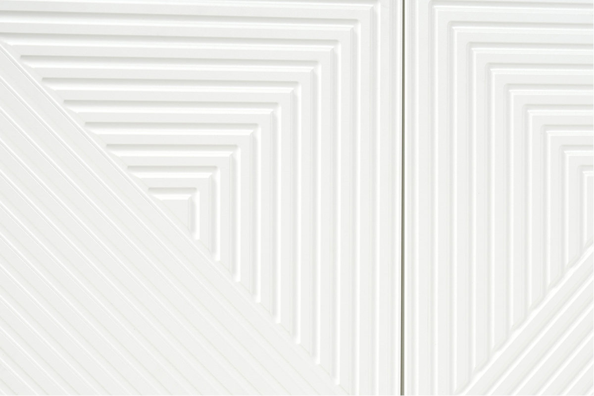 Estantera de diseo con grabados blanco mate y metal dorado con 2 puertas 86 cm OZEN
