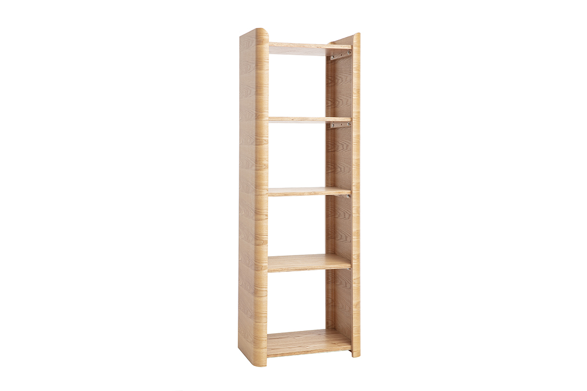 Estanter�a de madera clara de fresno de L46 cm con cuatro niveles, vista de 3/4.