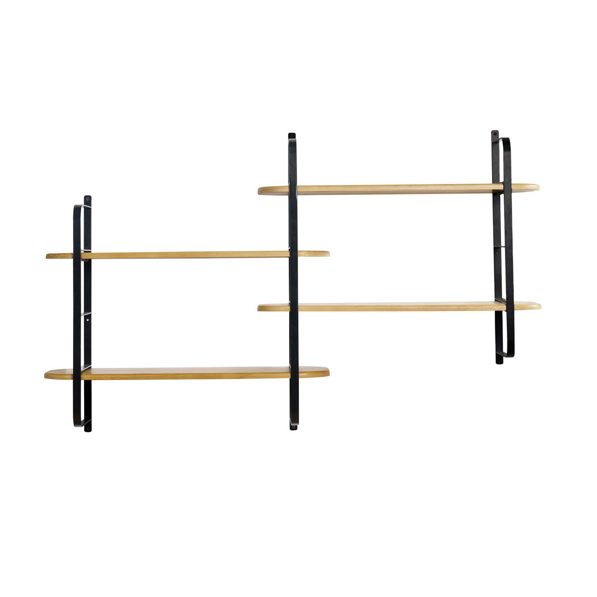 Estantería de pared de madera maciza de mango y metal negro 122 cm AKINA