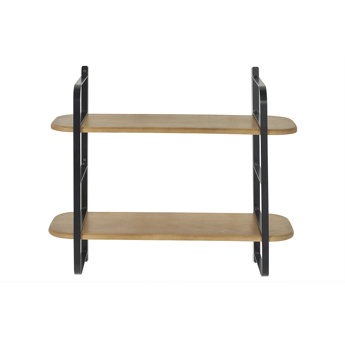 Estantería de pared de madera maciza de mango y metal negro 70 cm AKINA