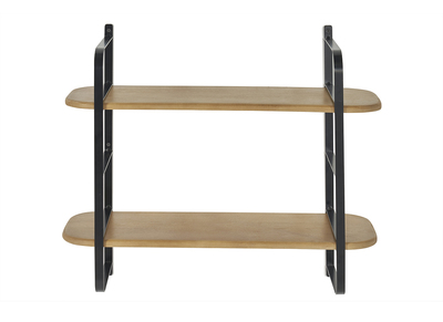 Estantería de pared de madera maciza de mango y metal negro 70 cm AKINA